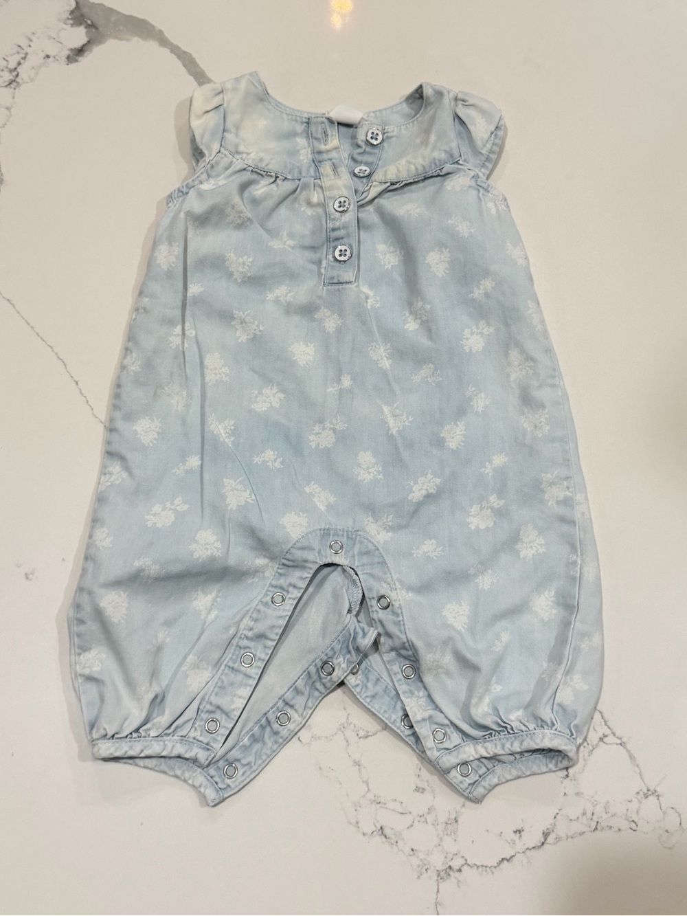 0-3 Months Old Navy Floral Distressed Romper